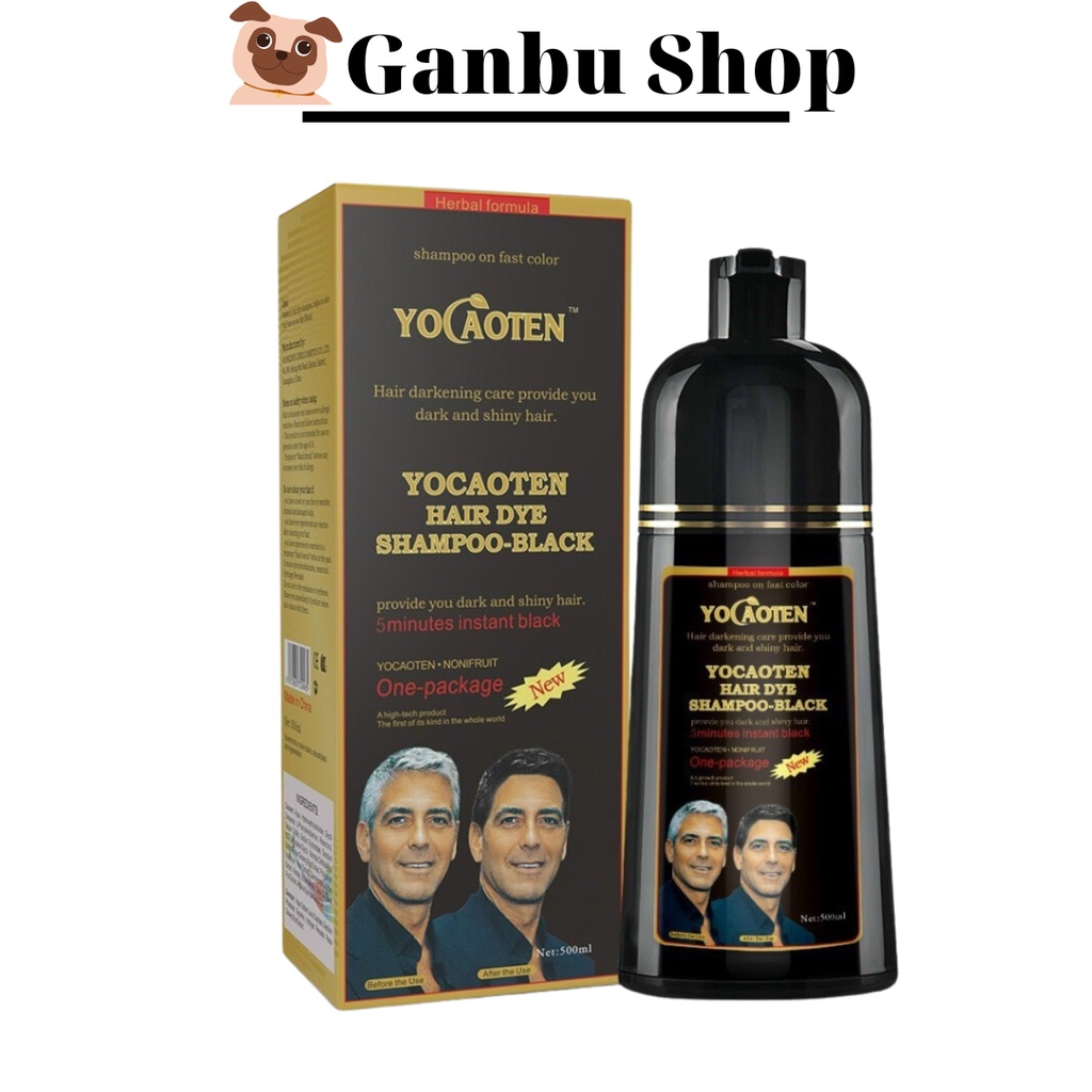 Dầu Gội Yaocaoten (Yicaoten) 200ml/500ml Nhuộm Đen Tóc, Phủ Bạc Hair Dye Shampoo-Black