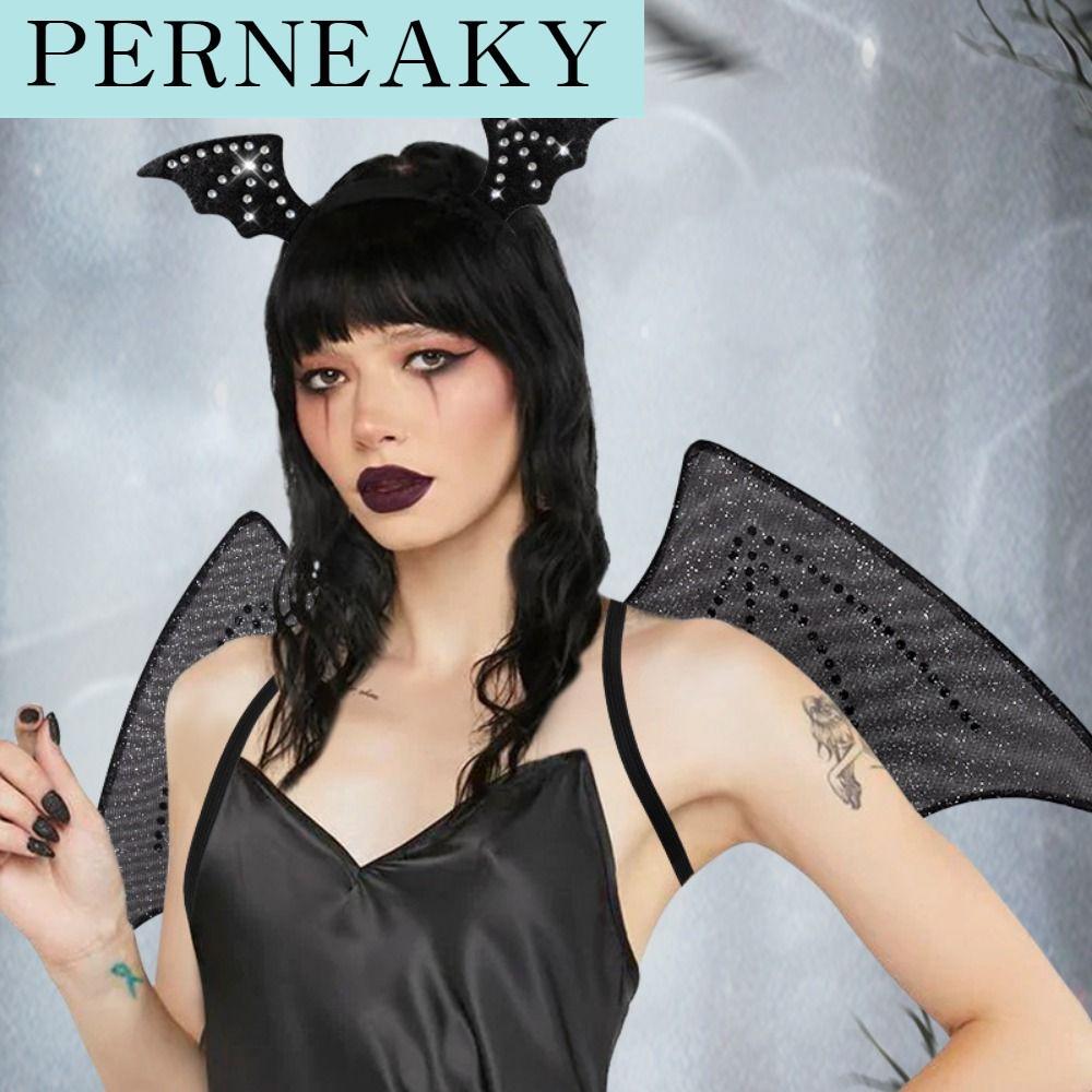 PERNEAKY สีดำสีดำ ชุดผ้าคาดผมปีกค้างคาว กลิตเตอร์ พับเก็บได้ ชุดเครื่องแต่งกายค้างคาว แต่งปีก ลวดเหล็กลวด ปีกตาข่ายรูปค้างคาวประดับเพชร ปาร์ตี้ฮาโลวีน ราคา 531 บาท*ส่งฟรี