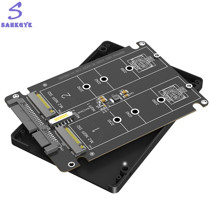 Dual M. 2 B Key SSD to 2.5 SATA3 HDD Replacement with Plastic Enclosure Interface Converter Conversion Card for Desktop for Laptop ราคา 136 บาท*ส่งฟรี
