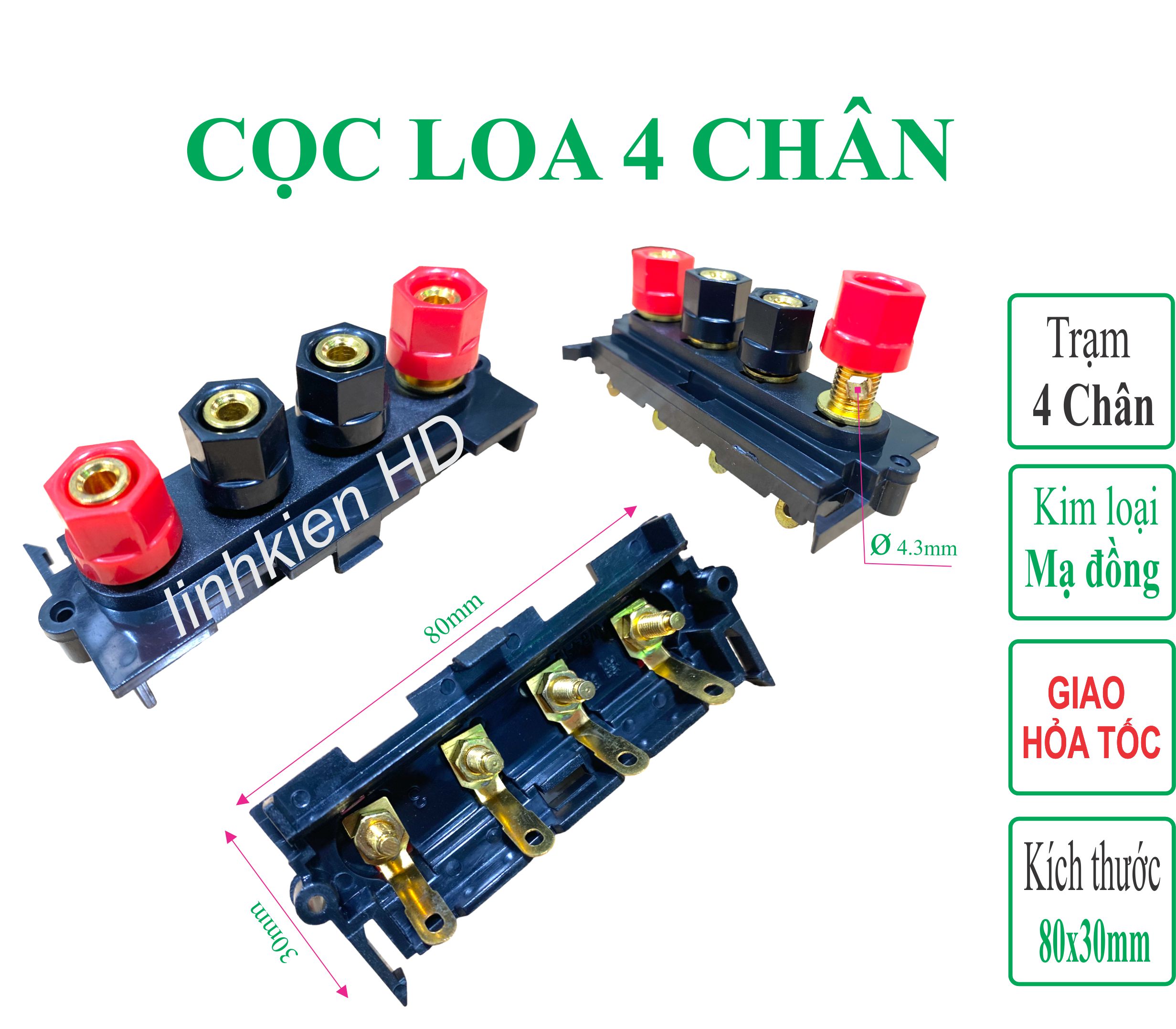 Trạm vặn loa, Trạm loa 4 cọc mạ đồng - Linhkien HD