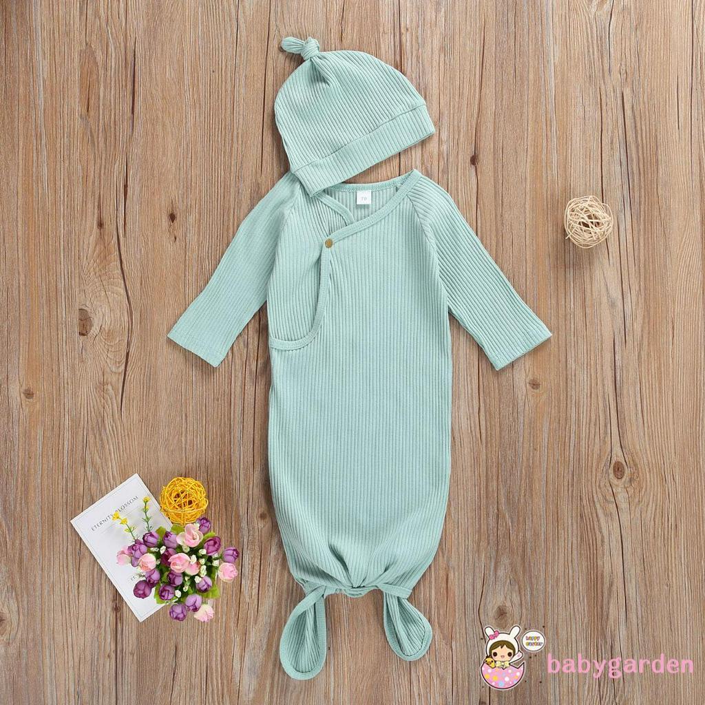 【Premium Quality】 -Unisex Baby Fresh Solid Color Silkworm Cocoon Type Wrap Comfort Sleeping Bag & Hat Set