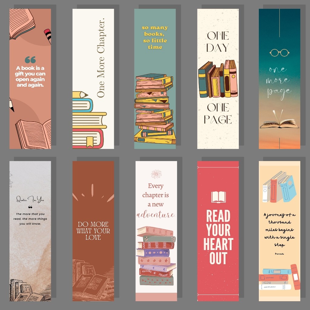 JDM Project - Pembatas Buku Bookmark Aesthetic Motivasi 10pcs - Penanda Kertas Glossy
