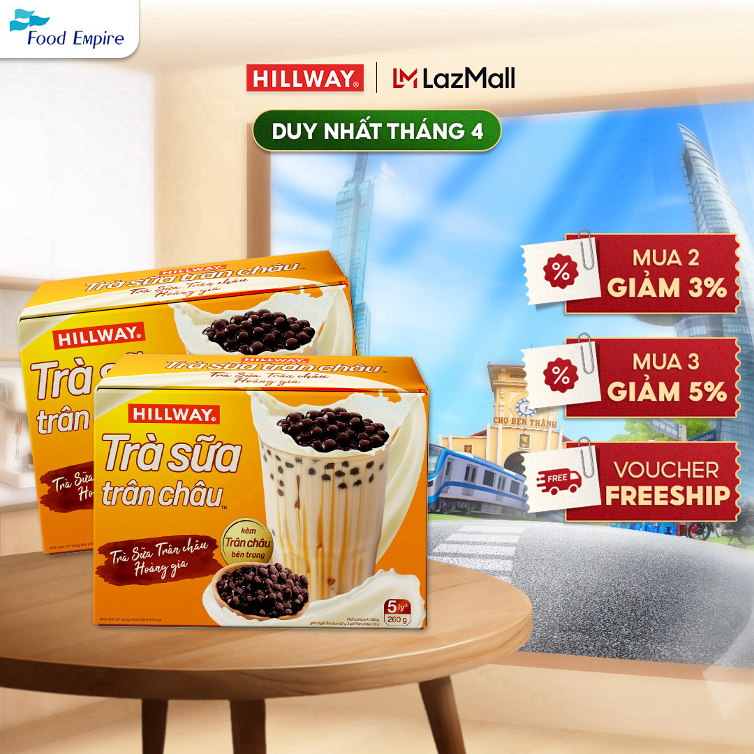 Combo 2 hộp Trà Sữa Trân Châu Hoà Tan - Hillway - Vị Truyền Thống