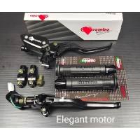 [Bisa COD] Paket master rem tabung tipe oval + Handgrip Dominoo + Jalu stang cnc / Universal