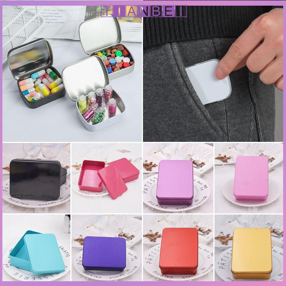TIANBEI Xách tay Đồ trang sức Làm Đẹp Móng Tay Lưu Trữ Kit Chứa Kẹo Đồng Xu Chính Organizer Tinplate Hộp Xà Phòng Kẹp tóc Sắt Hộp Hộp thiếc VUÔNG Lưu Trữ