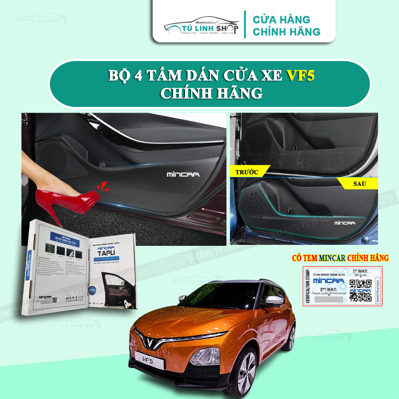 Bộ 4 Tấm dán Tapli xe Vinfast VF5 chống trầy xước cửa xe