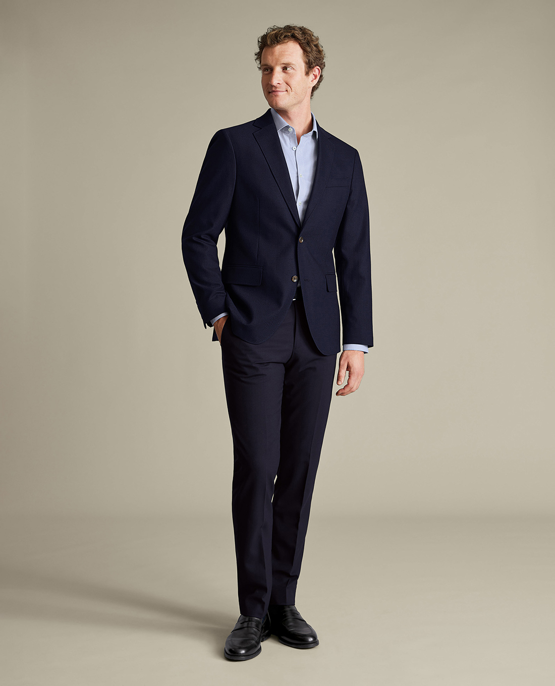 CHARLES TYRWHITT - Áo khoác blazer nam tay dài Proper SEF0358-NAV