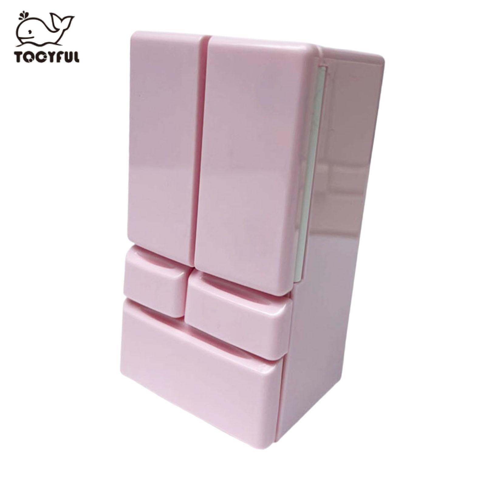 Tooyful Dollhouse Tủ lạnh mini cửa đôi Mô hình tủ lạnh mini