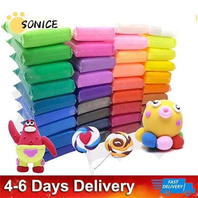 【Fast Delivery】12 /24 / 36 PCS Colorful Kids Modeling Light Soft Clay Air Dry Clay Studio Toy Bright Color No-Toxic Modeling Clay Creative DIY Crafts