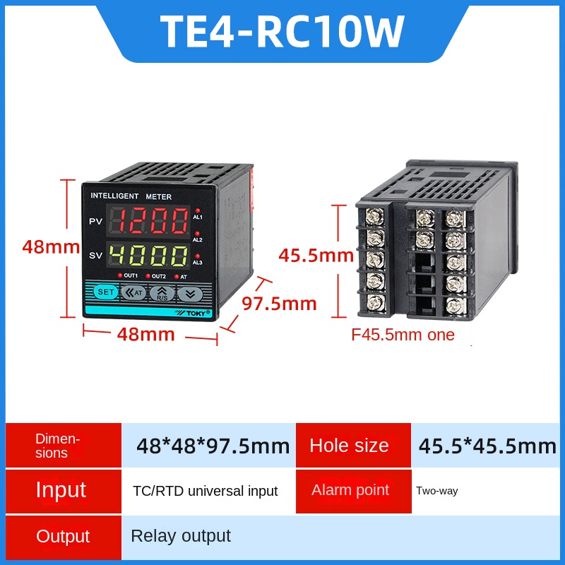Bộ Điều Khiển Nhiệt Độ TE4-RC10W | Tùy Chọn Khác TE4/6/7/8/9-RB10W/SB10W/RC10W/DC18W/RC18W - TOKY | Phạm Vi Nhiệt Độ Tùy Chỉnh | Độ Ổn Định Cao