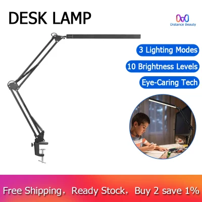LED Desk Lamp With Clamp,Adjustable Swing Arm Desk Lamp,Modern Architect Table Lamp for Study/Reading/Office/Work(Black)
