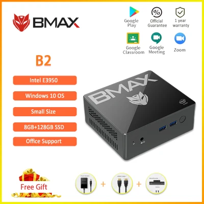 [1 Year Warranty] BMAX B2 Mini PC easy PC All In One Desktop Intel Atom E3950 8GB LPDDR4 128/256/512GB/1T SSD Intel HD Graphics 500