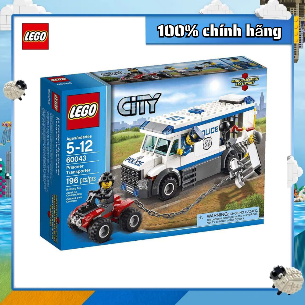 LEGO 60043 City Police Prisoner Transporter 196pcs 5+ LEGO chính hãng Đồ chơi lắp ráp