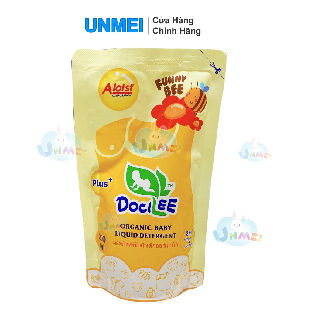 Nước giặt xả quần áo em bé sơ sinh Docilee Organic Túi 200ML