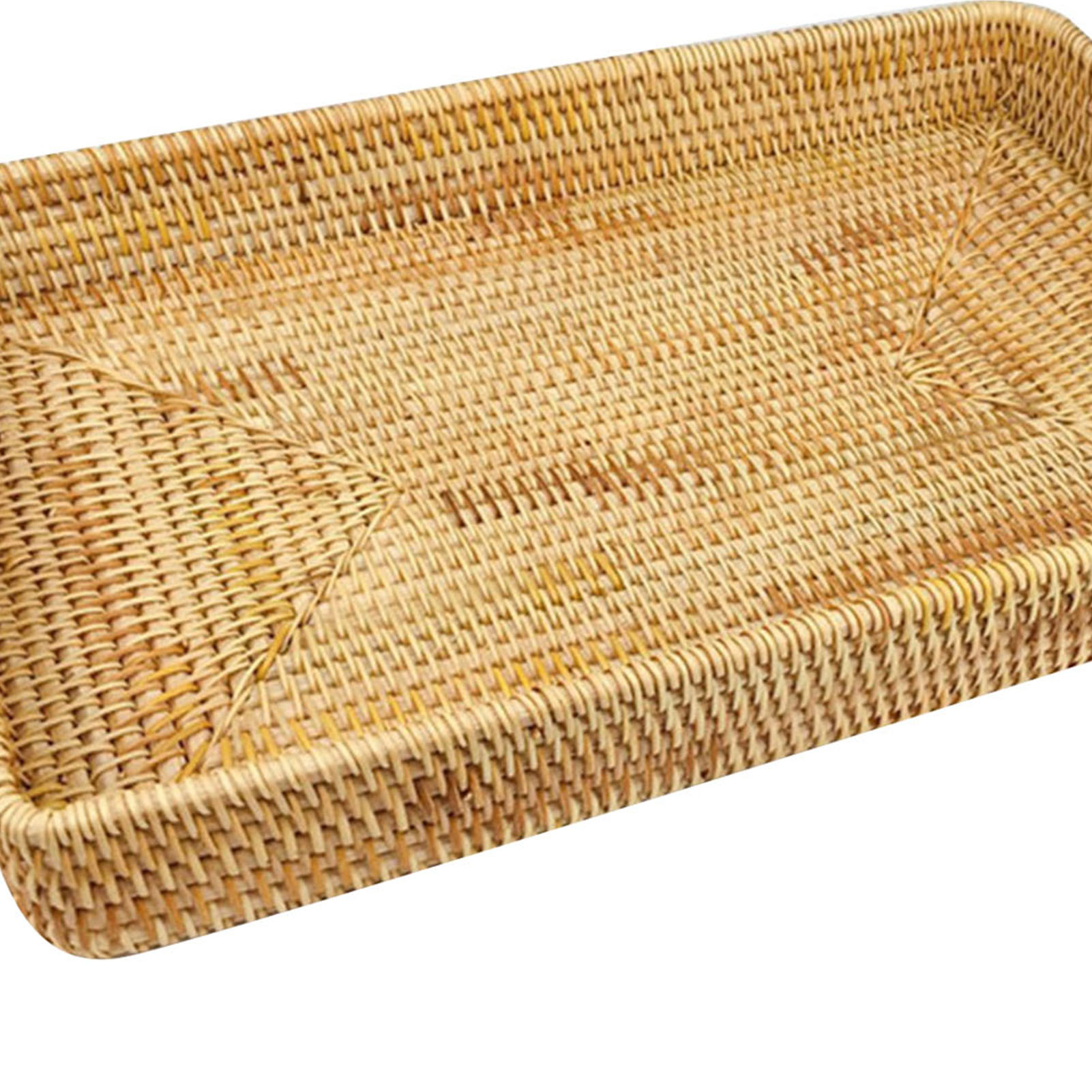 Rattan Serving Tray Elegant Serving Tray Portable Tabletop Organization Multi Purpose Hand Woven for Living Room