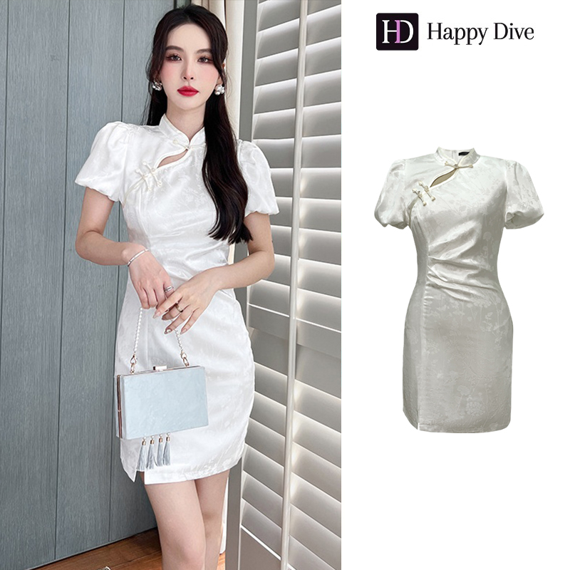 Happy Diva เดรสผู้หญิง เดรสกี่เพ้า เดรสสีเขียว เดรสสีขาว เดรสรัดรูป เดรสผ้าซาติน เดรสออกงาน เดรสเซ็กซี่ ชุดออกงาน EraVogue 5811 ราคา 1,029 บาท*ส่งฟรี