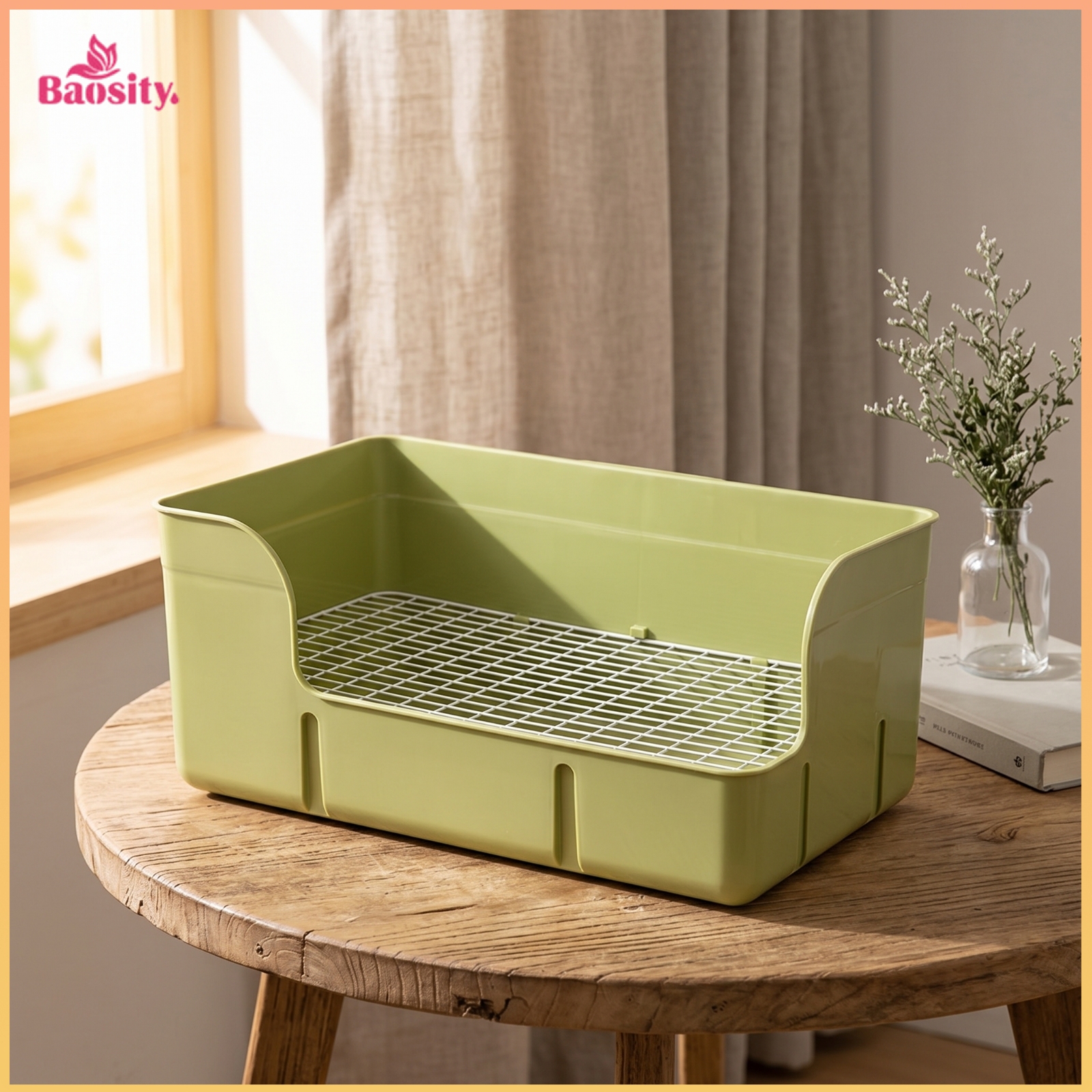 Baosity Low-Entry Rabbit Toilet Tray High-Sided Rabbit Litter Tray Large Bunny Litter Pan Rectangular for Rabbits ราคา 3,097 บาท*ส่งฟรี