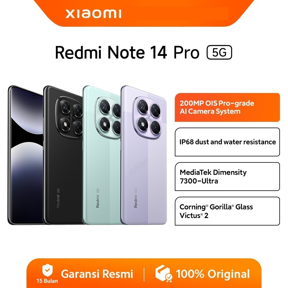 Xiaomi Redmi Note 14 Pro 5G [8/256GB] [12/512GB] 200MP OIS Pro-grade AI Camera | IP68 | MediaTek Dimensity 7300 Ultra Harga  4,200,000 Ringgit*Penghantaran Percuma