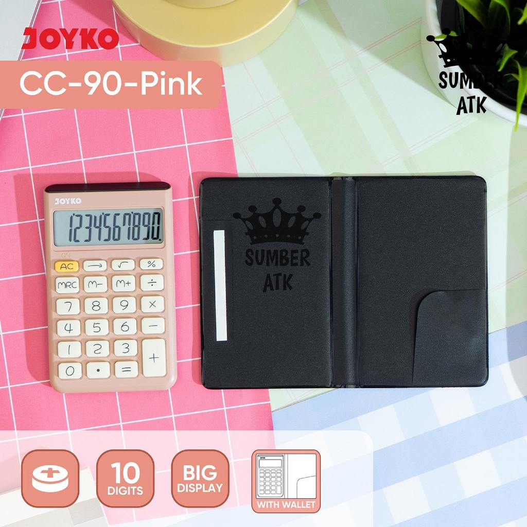 Calculator JOYKO Kalkulator CC-90 10 Digits With Wallet Pink Green kalkulator saku kalkulator mini