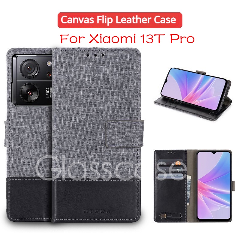 Vải Lật Ốp da cho Xiaomi 13 T 13 T Pro 13Pro 13TPro Mi13T 5G 2023 Vải Điện thoại da Trường Hợp Bảo Vệ Chống Sốc Khung Ốp lưng Bìa