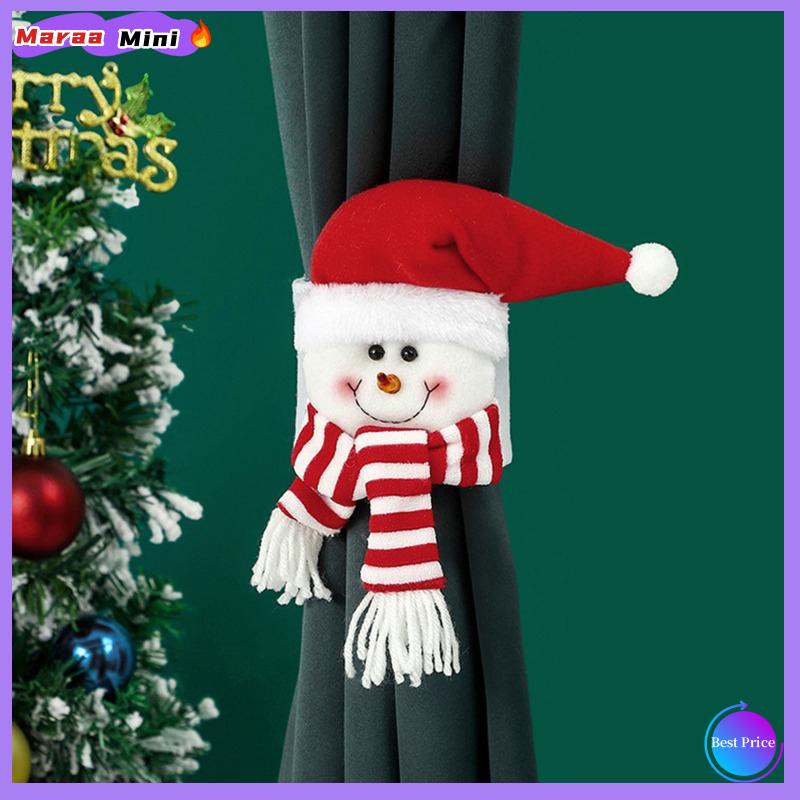 Maraa Giáng sinh phim hoạt hình rèm Clasp chim cánh cụt Santa Claus Snowman Elk Rèm chủ Xmas trang trí cho nhà Xmas phụ kiện rèm