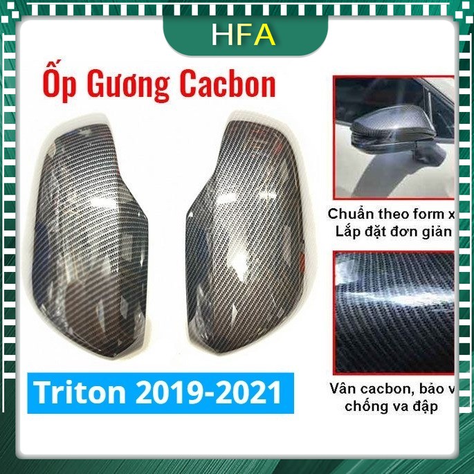 Ốp gương chiếu hậu Triton 2019-2020-2021 vân  chống trầy trang trí làm đẹp xe - HFA