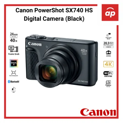 (12 + 3months Warranty) Canon PowerShot SX740 HS Digital Camera (Black) + Freegifts (32GB SD Card)