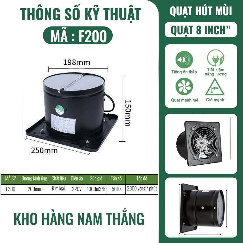 Phiên Bản InoxQuạt Thông Gió Quạt hút mùi ... nhà vệ sinh/ Phòng Bếp FD150 / FD200 Công suất 40-80w