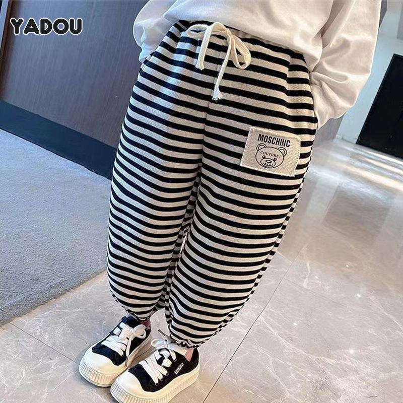 YADOU Children's Pants New Style Striped Loose Girls Casual Pants Boys Sports Pants Trousers ราคา 106 บาท*ส่งฟรี