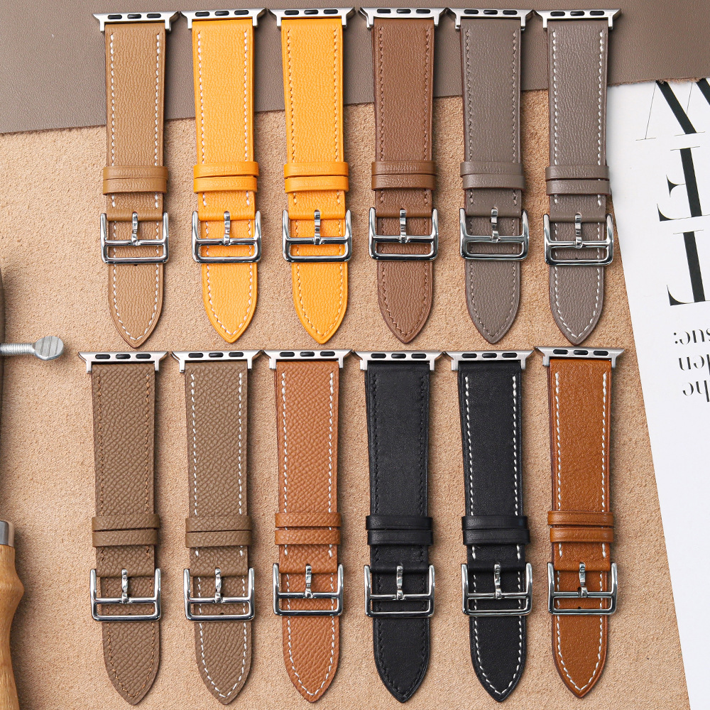 Applicable for Apple Strap Ultra2 S9 New Goat Pattern Caviar Hand Sewn Leather Strap 49mm 41mm ราคา 1,163 บาท*ส่งฟรี