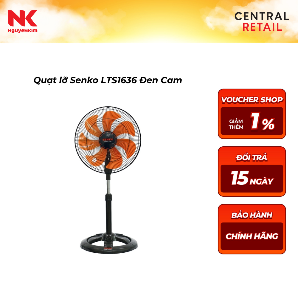 Quạt lỡ Senko LTS1636 Đen Cam