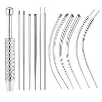 VCTITIL MALL Earring Applicator Piercing Taper Tool Stainless Steel Professional Earring Applicator Piercing Kit Piercing Accessory Straight/Curved Pole Puncture Connecting Pin Ear Piercing