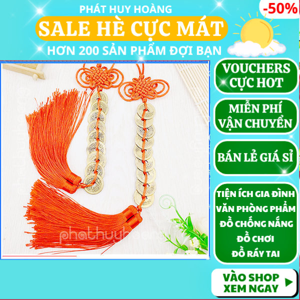 Dây khánh treo xe phong thủy xâu 9 đồng xu cực đẹp  ✔khánh treo xe ô tô phong thủy✔khánh treo xe ô tô đẹp ✔Phát Huy Hoàng