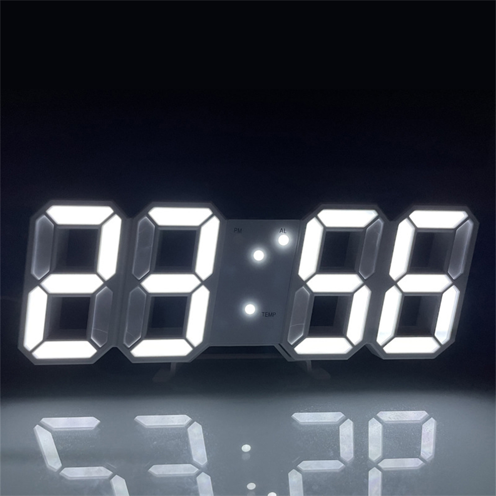 YILQQPER นาฬิกาเครื่องตกแต่งฝาผนัง LED นาฬิกาดิจิตอล3Dนาฬิกาแขวนผนังอัจฉริยะนาฬิกาปลุกตั้งโต๊ะโต๊ะสำนักงาน（ผลิตภัณฑ์บางอย่างมีอยู่ในสต็อกในท้องถิ่นสามารถจัดส่งได้ 2-3 วันปริมาณ จำกัด）
