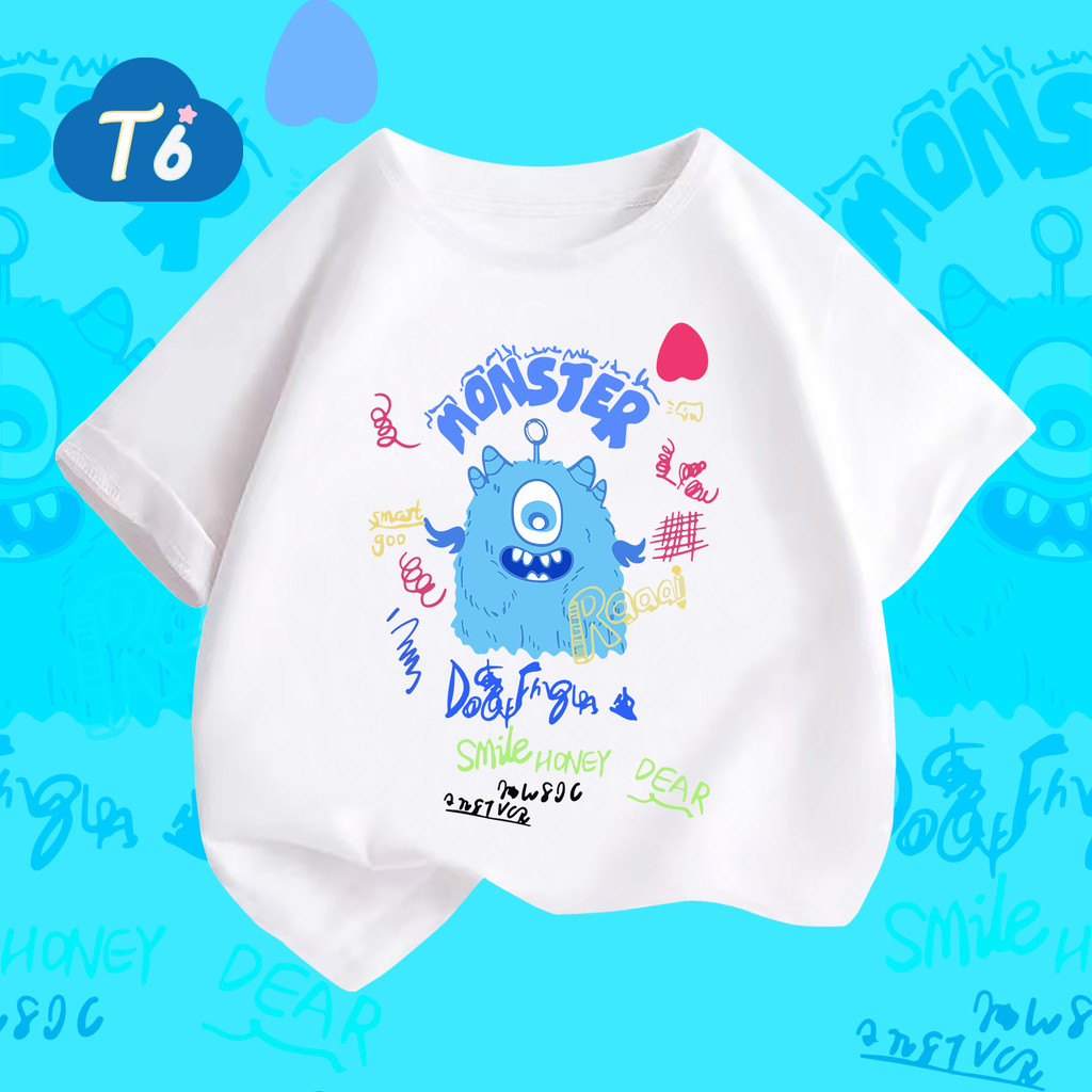 T6🔥มาใหม่ ลายเยอะ🔥เสื้อยืดผ้าคอตตอน เสื้อยืด t shirt การ์ตูน เนื้อผ้าดี 100% Cotton 6สี 100-140 - ยี่ห้อ T6 ราคา 149 บาท*ส่งฟรี
