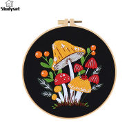 Studyset IN stock 20cm DIY Embroidery Kits With 10 Mushroom Patterns Starter Cross Stitch Kit DIY Needlepoint Kits Women Hobbies For Beginners