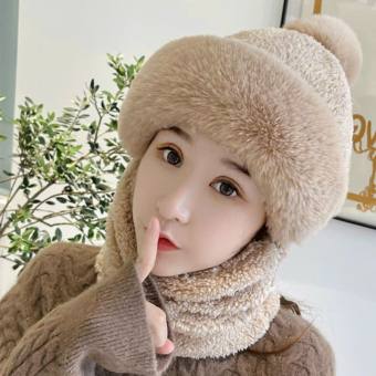 Mũ lông liền khăn ấm áp cho nữ ML22