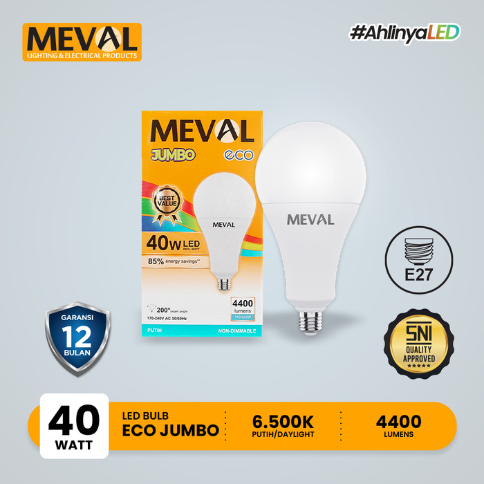 MEVAL Led Eco Jumbo Bulb 40 Watt - Putih 6500K