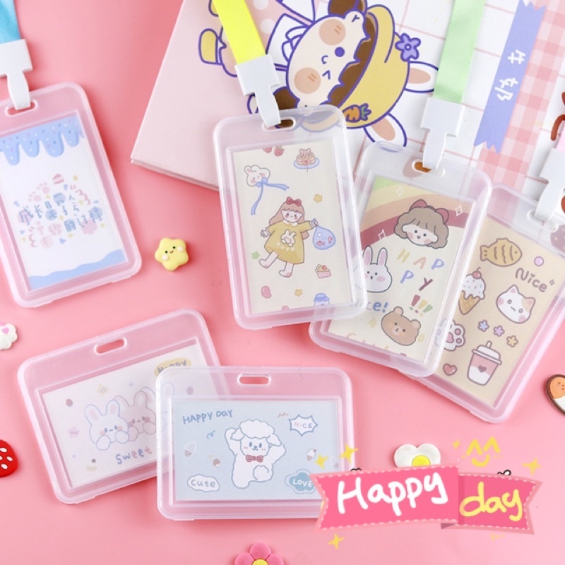  Thẻ đeo bảng tên nhựa trong suốt kèm dây  thẻ học sinh sinh viên nhân viên   vỏ bao thẻ loại ngang - dọc cao cấp 