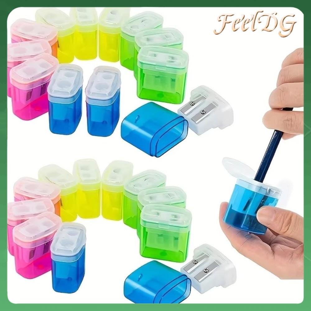 FEELDG Có nắp Dụng cụ gọt bút chì Cầm tay Hai lỗ Dụng cụ mài bút  Nhựa Vật tư văn phòng trường học