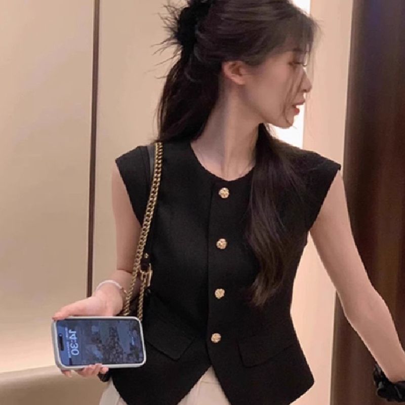 Áo Vest Nữ Áo gi lê Kiểu màu đen Cicco