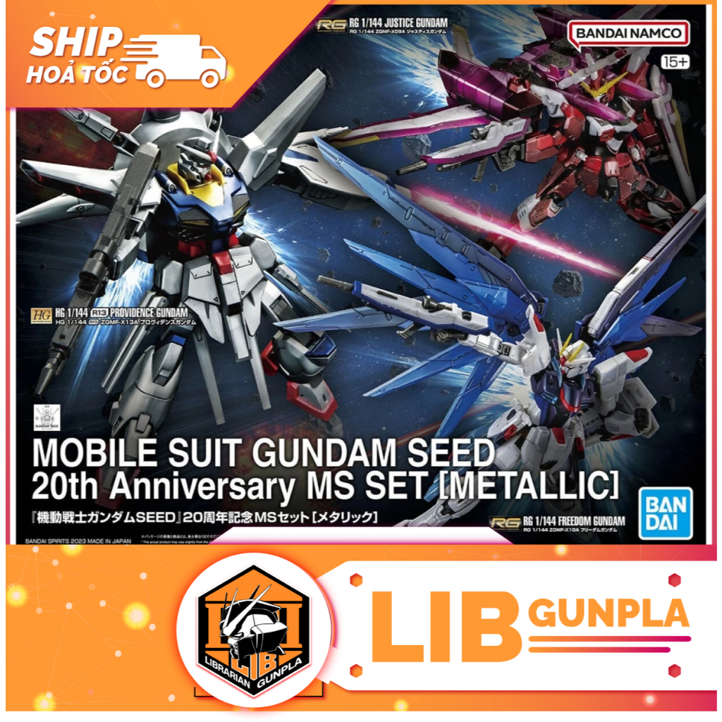 Mô hình lắp ráp Bandai Gundam RG HG 1/144 MOBILE SUIT GUNDAM SEED 20th Anniversary MS SET - METALLIC