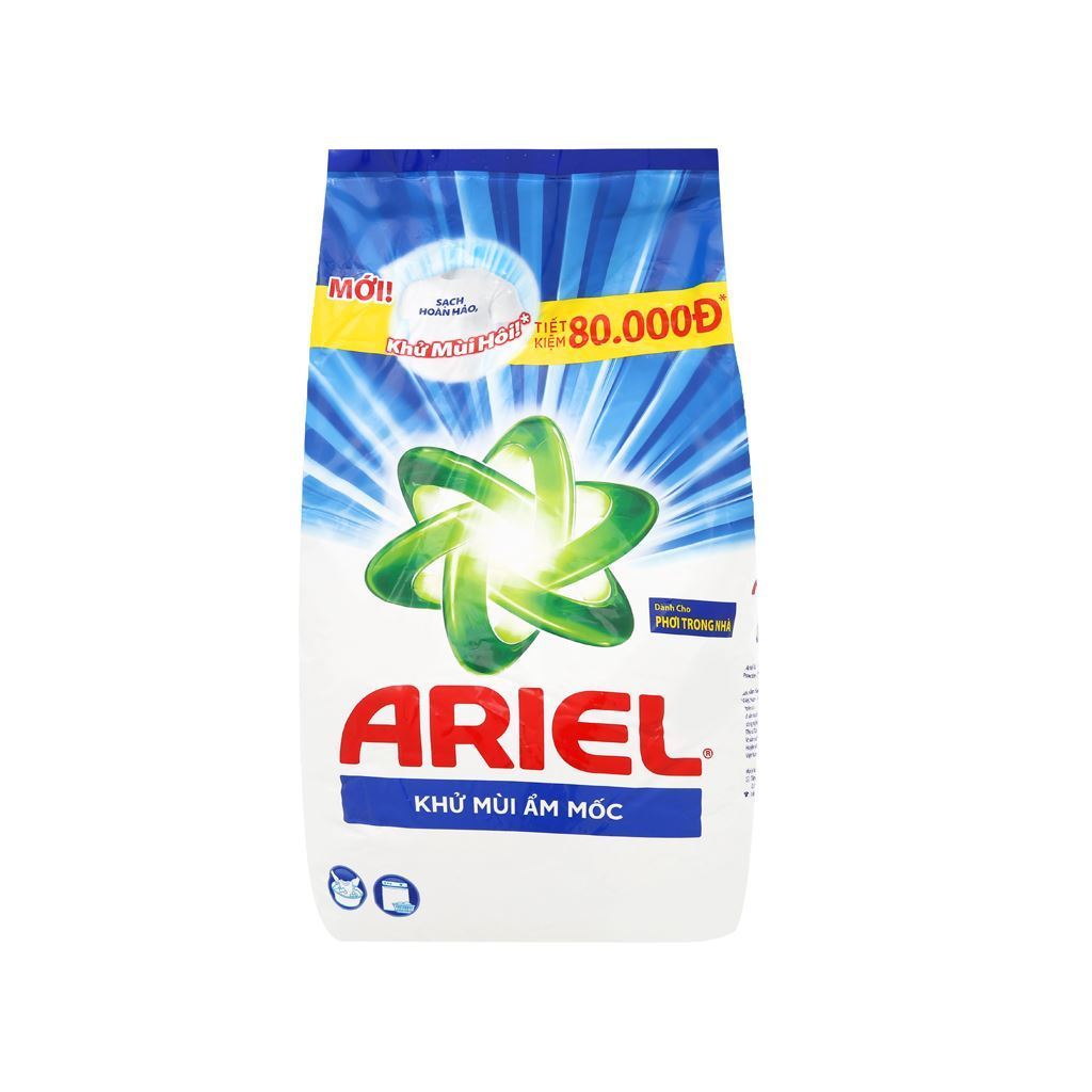 Bột giặt Ariel Sạch hoàn hảo - Phơi trong nhà - Khử mùi ẩm mốc túi 5kg