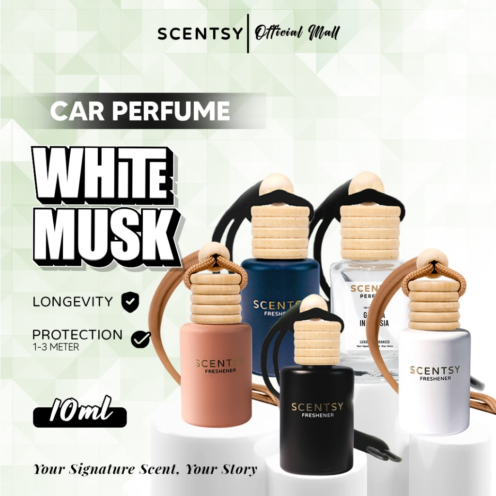 SCENTSY Parfum Mobil WHITE MUSK Pengharum Anti Mual 10ml Pewangi Ruangan Kantor Toilet Kamar tidur Lemari Inspired by Fragrance Aroma Terapi Mewah Parfum Gantung Capit Jepit AC Aksesoris Mobil Harga 17,950 rupiah*Gratis Ongkir