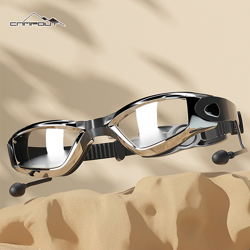 【Cắm trạng  Kính bơi trong suốt, không thấm nước và chống sương mù, bảo vệ mắt bơi mạ điện khung lớn Unisex kính thời trang