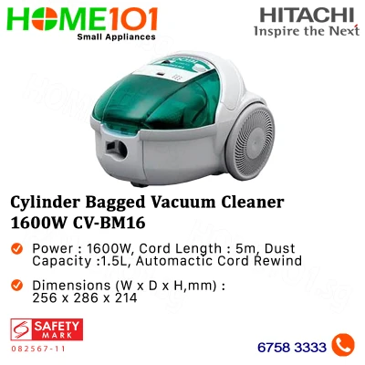 Hitachi Cylinder Bagged Vacuum Cleaner 1600W CV-BM16