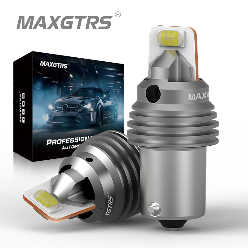 MAXGTRS 2x 2000LM 1156 LED Lamp Light BA15S LED Canbus No Error 3570S 7440 W21W Bulb Car Reverse Turn Signal Light Lamp 6000K Amber