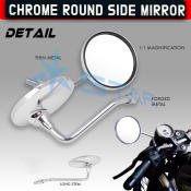 Honda Chrome Round Long Stem Side Mirrors, 2Pcs Universal