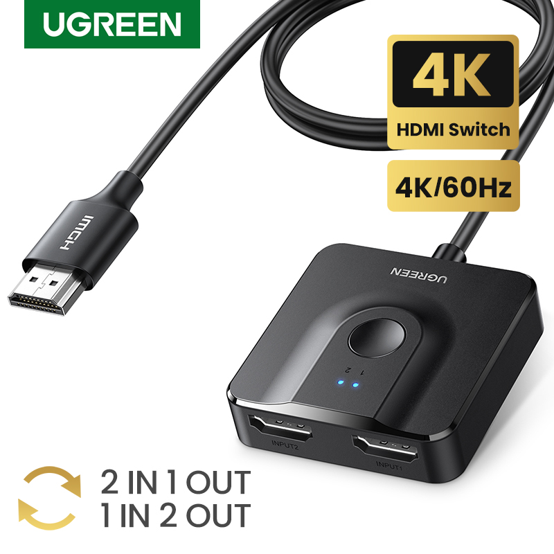 UGREEN HDMI Switch 4K60Hz with 3.3FT HDMI Cable, Bidirectional HDMI-compatible Splitter 2 in 1 Out HDMI Switcher Box 2 in 1 Out ราคา 700 บาท*ส่งฟรี