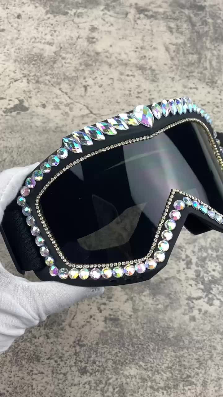 Steampunk Oversized Diamond Ski Sunglasses Goggle Women Men